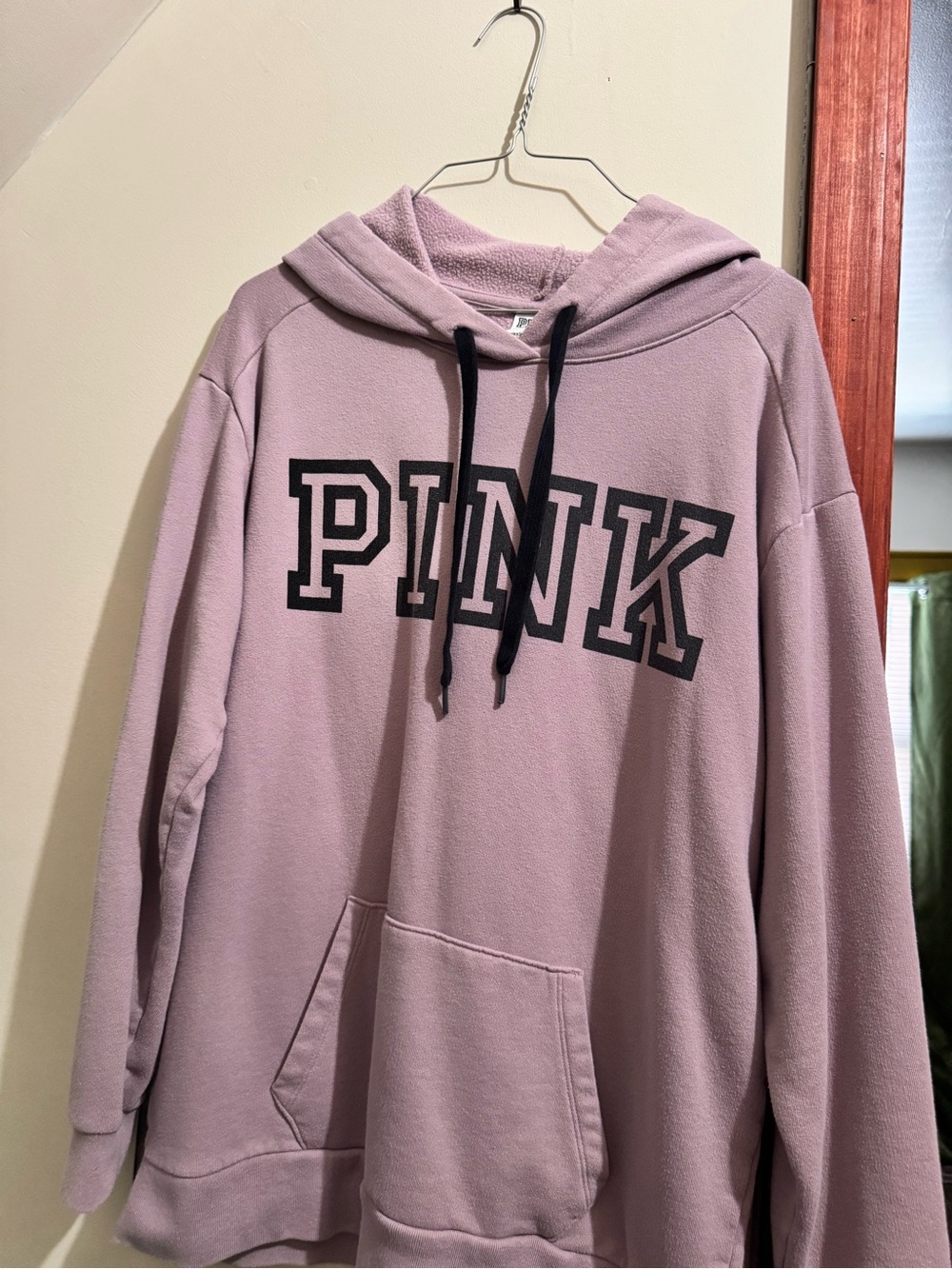 PINK Victoria's Secret Lavender Pullover Hoodie with Black Drawstrings